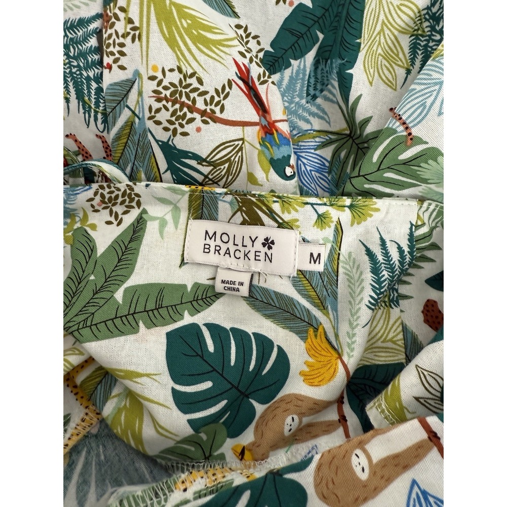 Molly Bracken Dress Medium Jungle Tropical Print Multicolor Cotton Mini Tassel - Picture 6 of 8